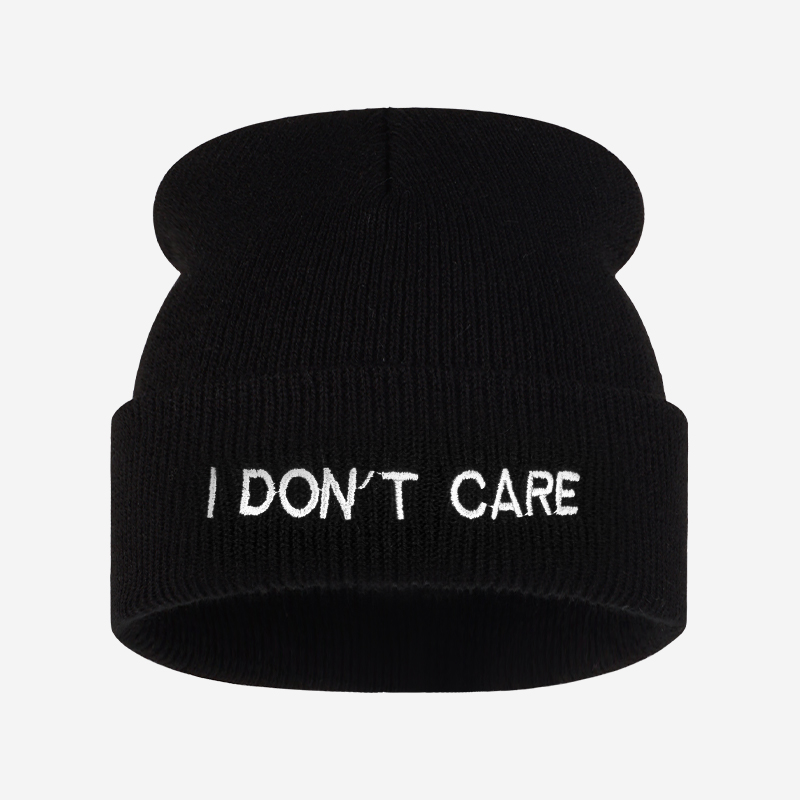 Beanie Cuffed Knit - Gorro de punto con texto 'I