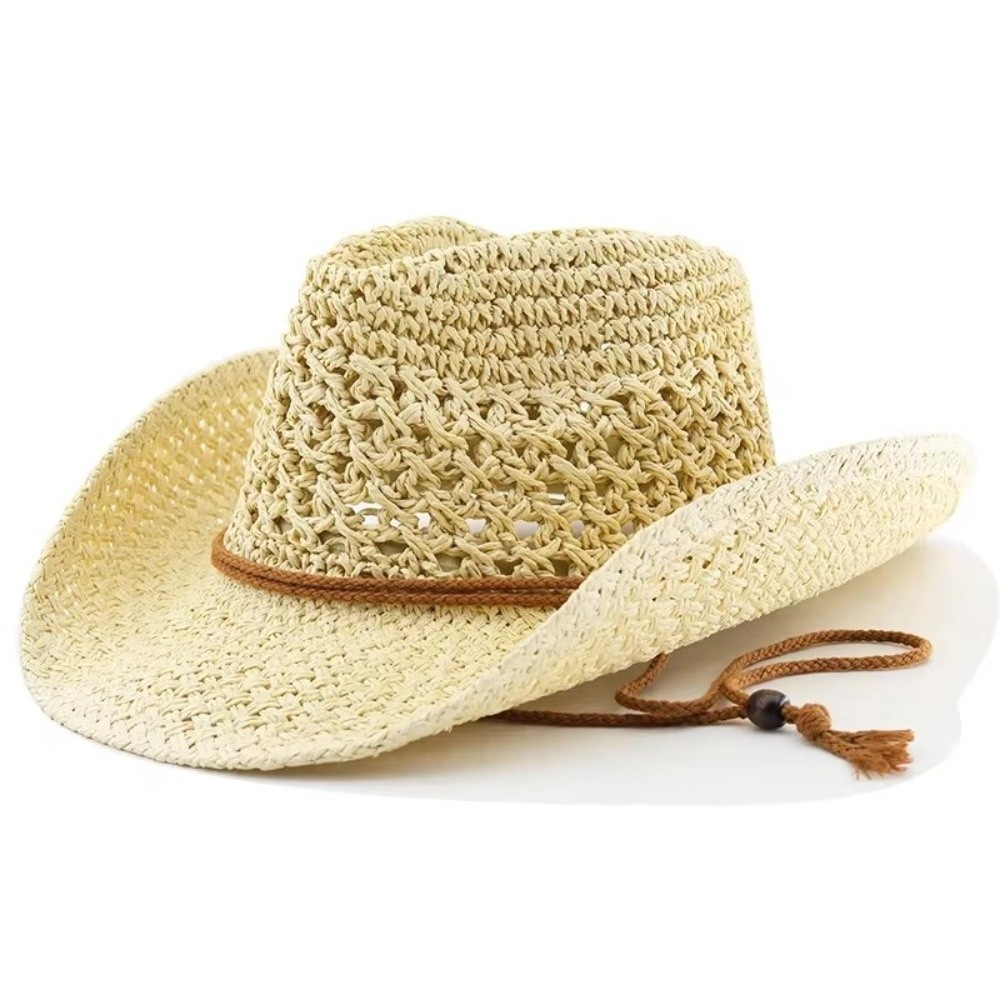 Cowboy Hat Straw - Sombrero de paja retro de ala