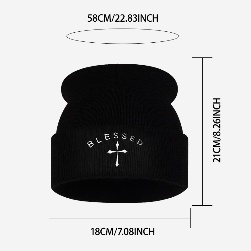 Gorro de punto bordado con cru - Beanie Cuffed Knit reseña y precio