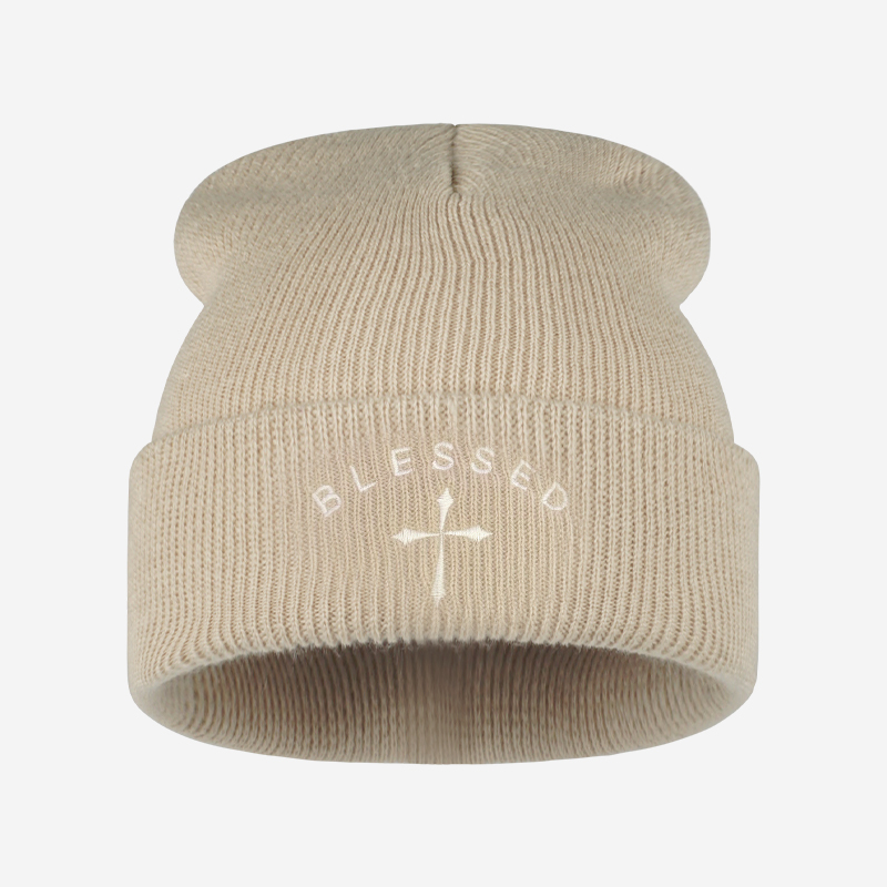Gorro de punto bordado con cru - Beanie Cuffed Knit reseña y precio